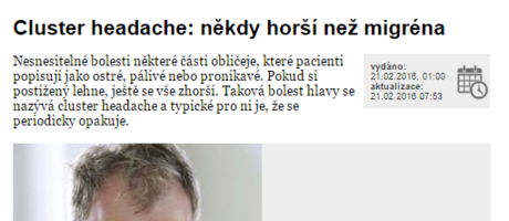 Cluster headache: někdy horší než migréna