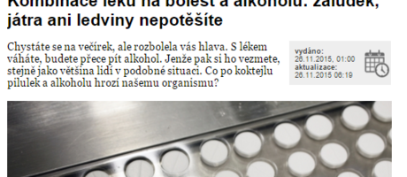 Kombinace léků na bolest a alkoholu: žaludek, játra ani ledviny nepotěšíte