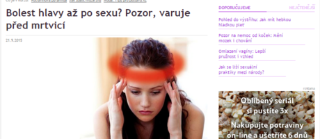 Bolest hlavy až po sexu? Pozor, varuje před mrtvicí